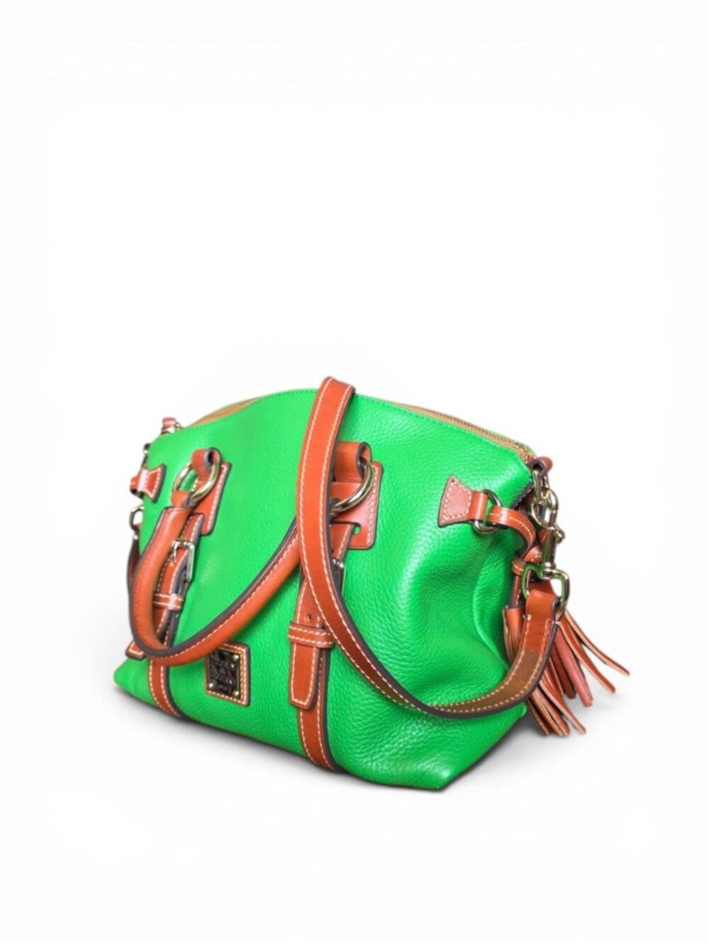 NWT Dooney & Bourke Bristol Satchel Kelly Green Pebble Leather Tassel Purse - Picture 5 of 16